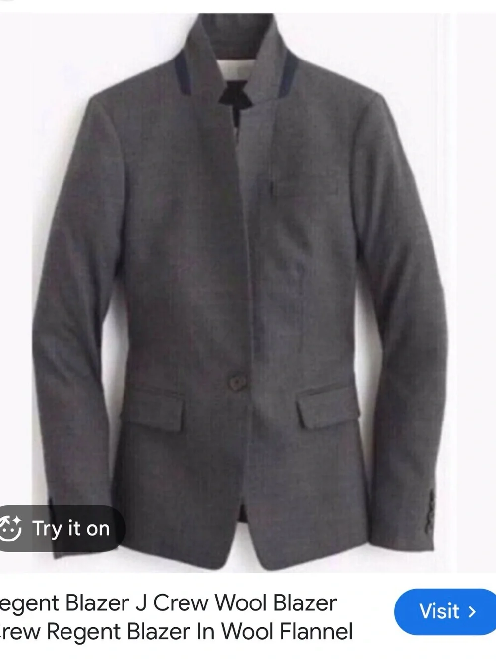 J. Crew Gray Wool Stand-Collar Regent Blazer